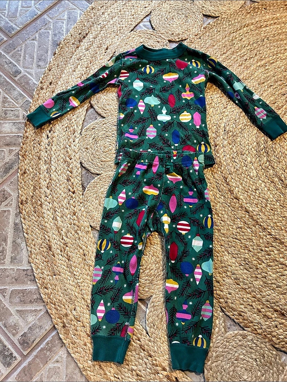 Hanna Andersson Long John Pajamas Christmas Print Organic Cotton Baby 3T